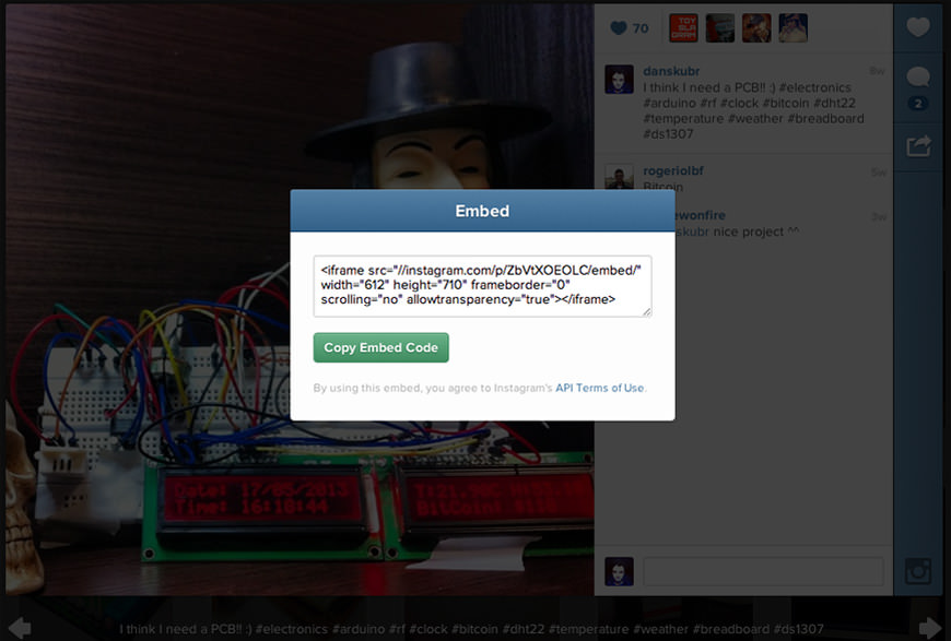 Embed Instagram on your Page