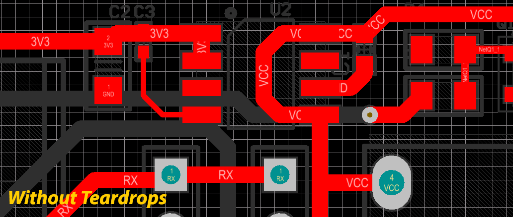 altium teardrops before